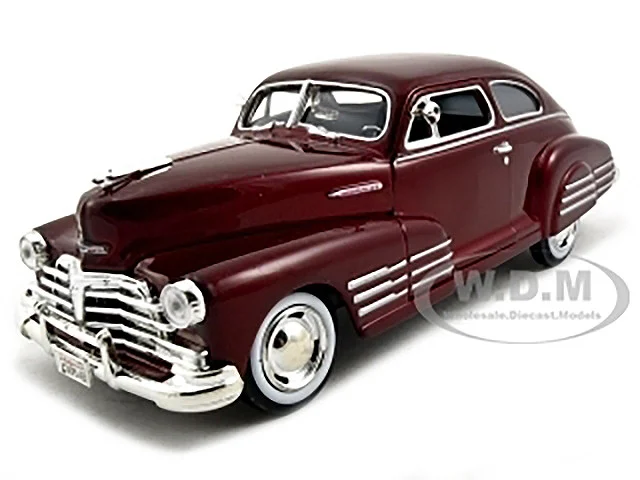 1948 Chevrolet Aerosedan Fleetline Dark Red Metallic 1/24 Diecast Model Car by Motormax - Chevrolet Models