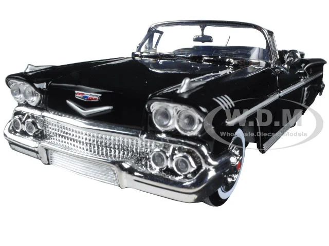 1958 Chevrolet Impala Convertible Black 1/24 Diecast Model Car by Motormax - Chevrolet Models