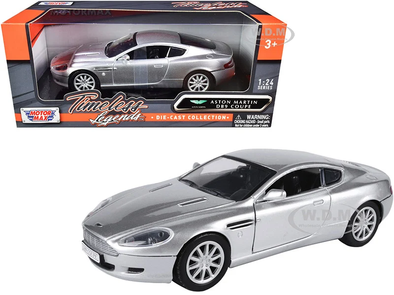 Aston Martin DB9 Coupe Silver Metallic "Timeless Legends" 1/24 Diecast Model Car by Motormax - Aston Martin Models