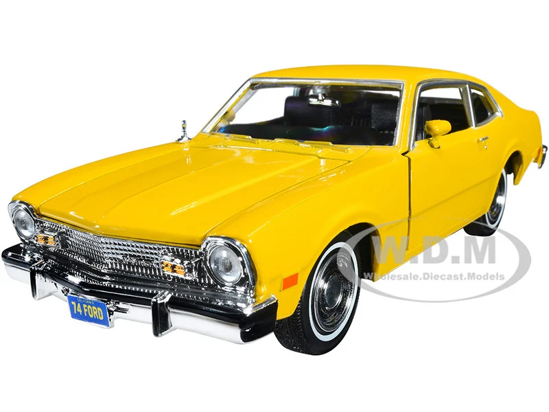 1974 Ford Maverick Yellow "Forgotten Classics" Series 1/24 Diecast Model Car by Motormax - Ford Models