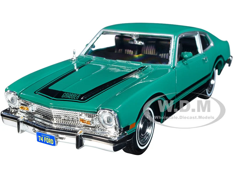 1974 Ford Maverick Grabber Green with Black Stripes "Forgotten Classics" Series 1/24 Diecast Model Car by Motormax - Ford Models