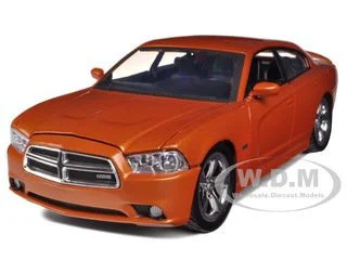 2011 Dodge Charger R/T Hemi Metallic Orange 1/24 Diecast Model Car by Motormax - Dodge Models