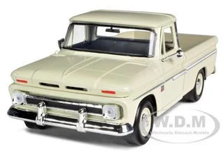 1966 Chevrolet C10 Fleetside Pickup Truck Cream 1/24 Diecast Model Car by Motormax - Chevrolet Models