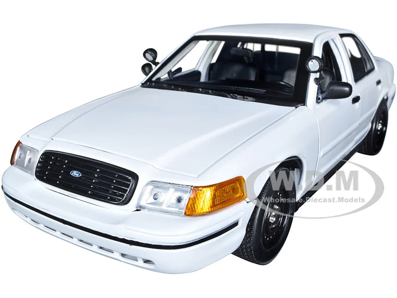 2001 Ford Crown Victoria Police Car Unmarked White "Custom Builder's Kit" Series 1/18 Diecast Model Car by Motormax - Ford Models