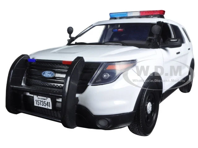 2015 Ford PI Utility Interceptor Police Car with Light Bar Plain White 1/18 Diecast Model Car by Motormax - Ford Models