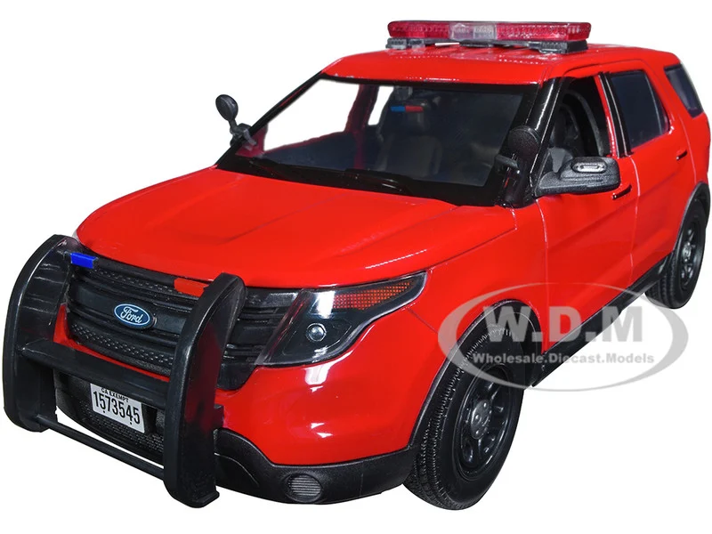 2015 Ford Police Interceptor Utility "Fire Marshal" Plain Red 1/18 Diecast Model Car by Motormax - Ford Models