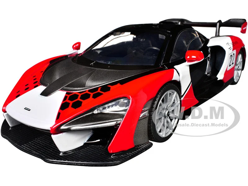 McLaren Senna #22 Black with Red and White Graphics "GT Racing" Series 1/24 Diecast Model Car by Motormax - McLaren Models