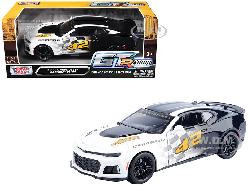 2017 Chevrolet Camaro ZL1 #42 Black and White "GT Racing" Series 1/24 Diecast Model Car by Motormax - Chevrolet Models