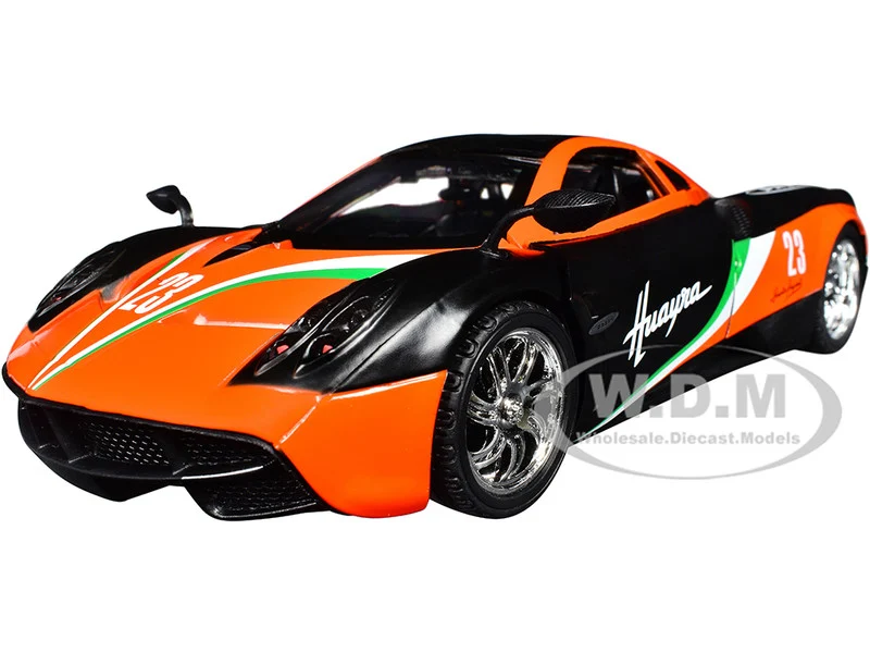 Pagani Huayra #23 Orange and Black with Stripes "GT Racing" Series 1/24 Diecast Model Car by Motormax - Pagani Models