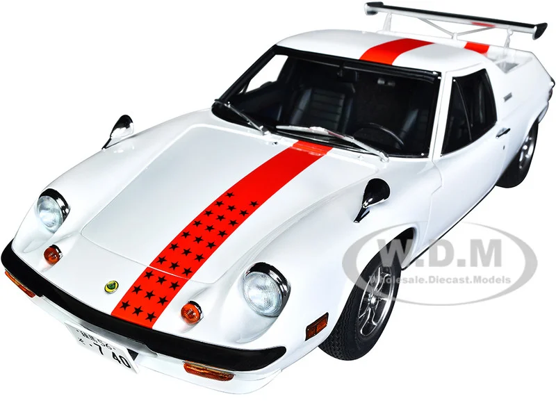 Lotus Europa Special White with Red Stripe and Graphics "The Circuit Wolf" 1/18 Model Car by Autoart - Lotus Models