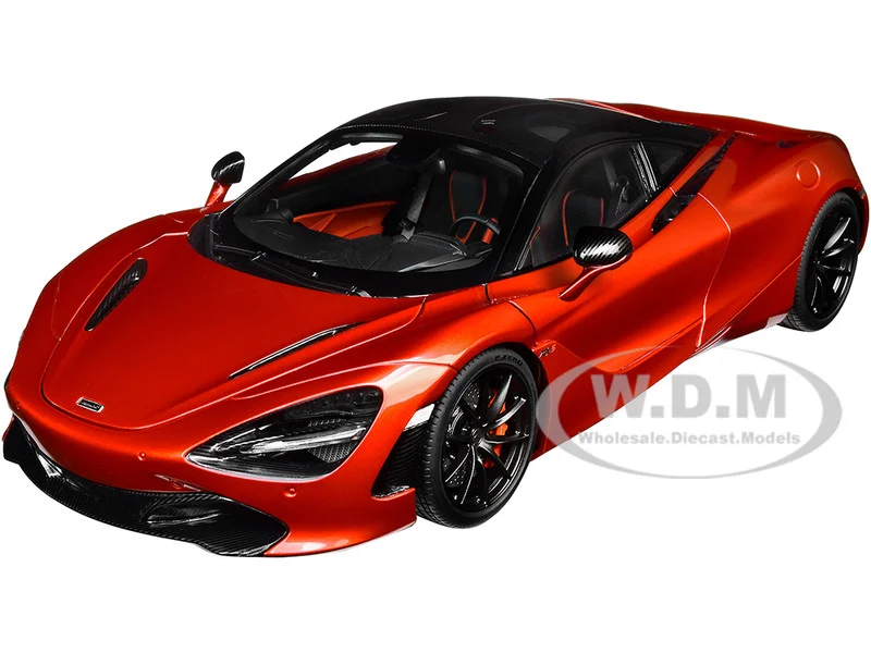 Mclaren 720S Memphis Red Metallic with Black Top and Carbon Accents 1/18 Model Car by Autoart - McLaren Models