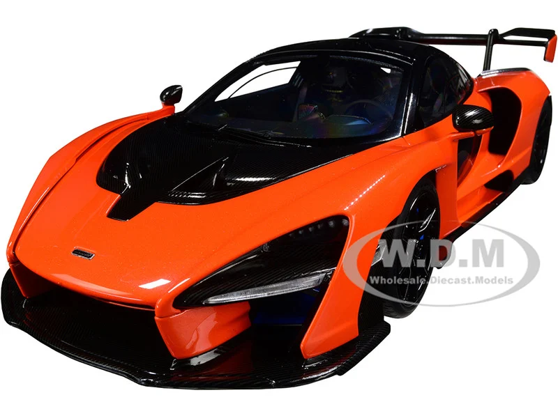 Mclaren Senna Trophy Mira Orange and Black with Carbon Accents 1/18 Model Car by Autoart - McLaren Models