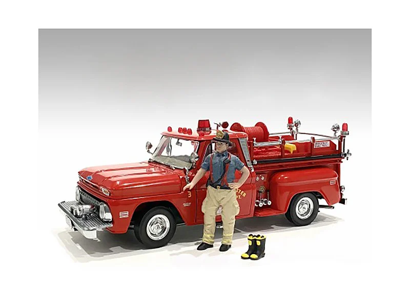 "Firefighters" Getting Ready Figure with Boots Accessory for 1/18 Scale Models by American Diorama - Accessories