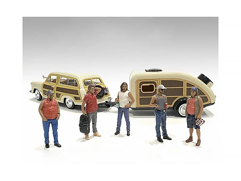 "Campers" 5 piece Figure Set for 1/18 Scale Models by American Diorama - Accessories