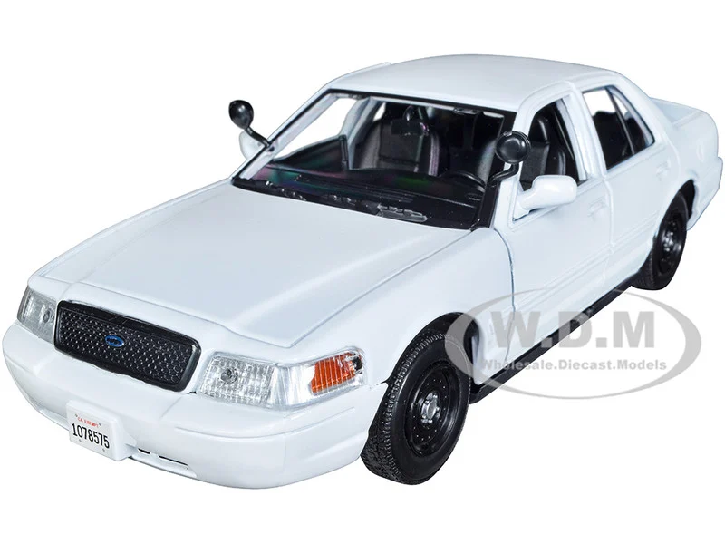 2010 Ford Crown Victoria Police Interceptor Unmarked White "Custom Builder's Kit" Series 1/24 Diecast Model Car by Motormax - Ford Models
