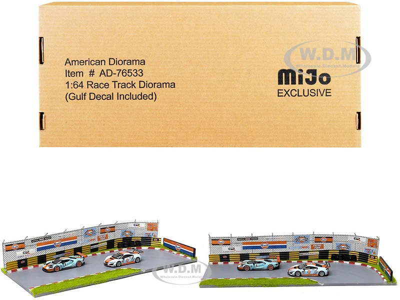 "Race Track Gulf Oil" Diorama with Decals for 1/64 Scale Models by American Diorama - Accessories