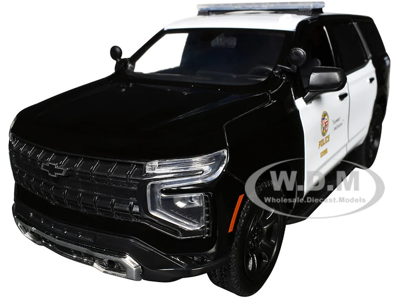2025 Chevrolet Tahoe Police Pursuit Vehicle "Los Angeles Police Department (LAPD)" Black and White "Law Enforcement and Public Service" Series 1/24 Diecast Model Car by Motormax - Chevrolet Models