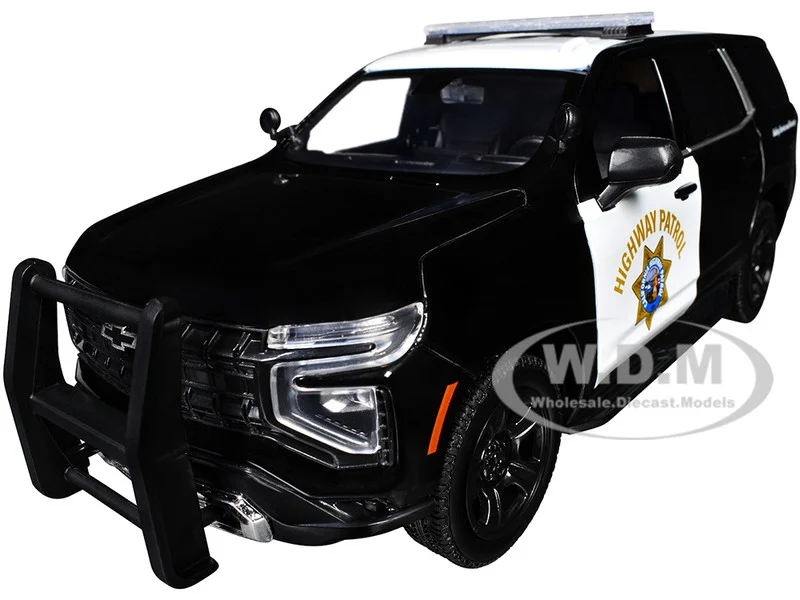 2025 Chevrolet Tahoe Police Pursuit Vehicle "California Highway Patrol" Black and White "Law Enforcement and Public Service" Series 1/24 Diecast Model Car by Motormax - Chevrolet Models