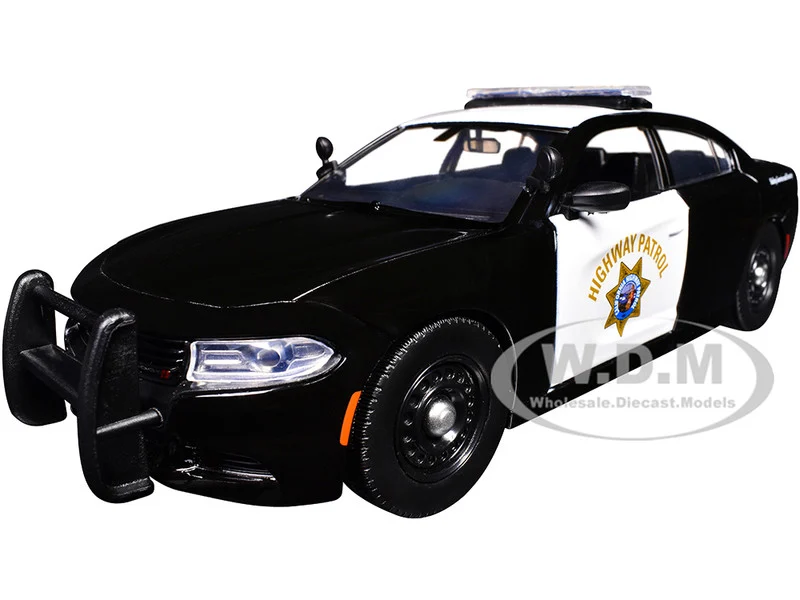 2023 Dodge Charger Pursuit Police Car "California Highway Patrol" Black and White "Law Enforcement and Public Service" Series 1/24 Diecast Model Car by Motormax - Dodge Models