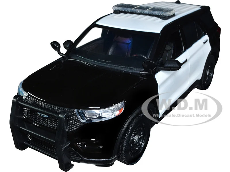 2022 Ford Police Interceptor Utility Unmarked Black and White 1/24 Diecast Model Car by Motormax - Ford Models