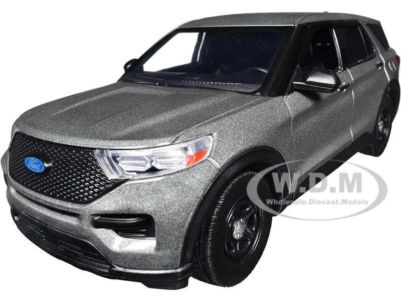 2022 Ford Police Interceptor Utility Unmarked Gray Metallic "Builder's Kit" "Law Enforcement and Public Service" Series 1/24 Diecast Model Car by Motormax - Ford Models