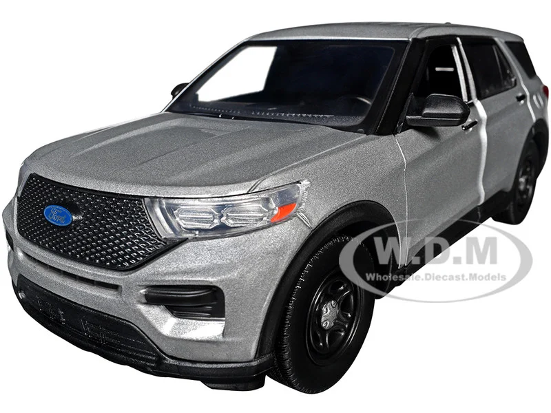2022 Ford Police Interceptor Utility Unmarked Silver Metallic "Builder's Kit" "Law Enforcement and Public Service" Series 1/24 Diecast Model Car by Motormax - Ford Models