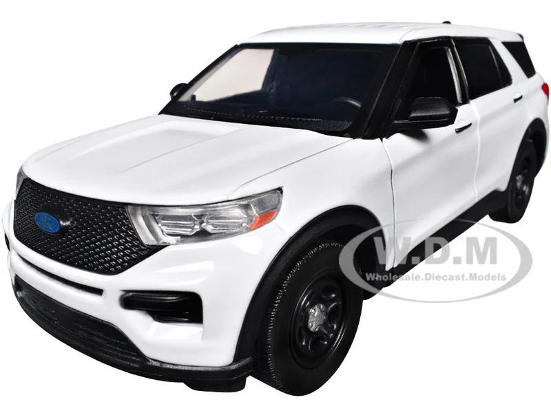 2022 Ford Police Interceptor Utility Unmarked White "Builder's Kit" "Law Enforcement and Public Service" Series 1/24 Diecast Model Car by Motormax - Ford Models