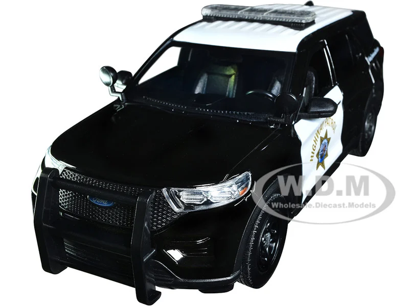 2022 Ford Police Interceptor Utility "California Highway Patrol" Black and White 1/24 Diecast Model Car by Motormax - Ford Models