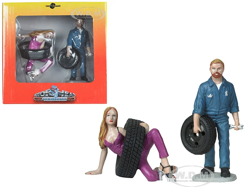 Val and Gary Tire Brigade 2 piece Figurine Set 1/18 by Motorhead Miniatures - Accessories