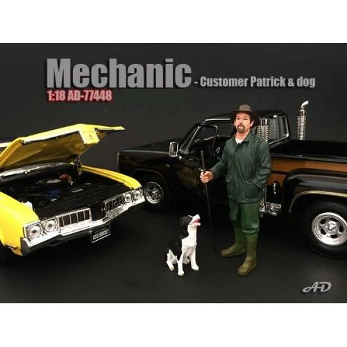Customer Patrick and a Dog Figurine / Figure For 1:18 Models by American Diorama - Accessories