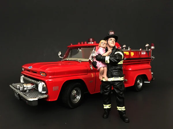 Firefighter Saving Life with Baby Figurine / Figure For 1:18 Models by American Diorama - Accessories