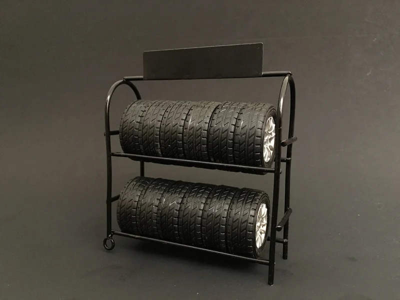 Metal Tire Rack with Rims and Tires for 1/24 Scale Models by American Diorama - Accessories