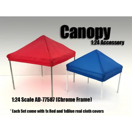 Canopy Accessory Set Blue and Red with 1 Chrome Frame for 1/24 Scale Models by American Diorama - Accessories
