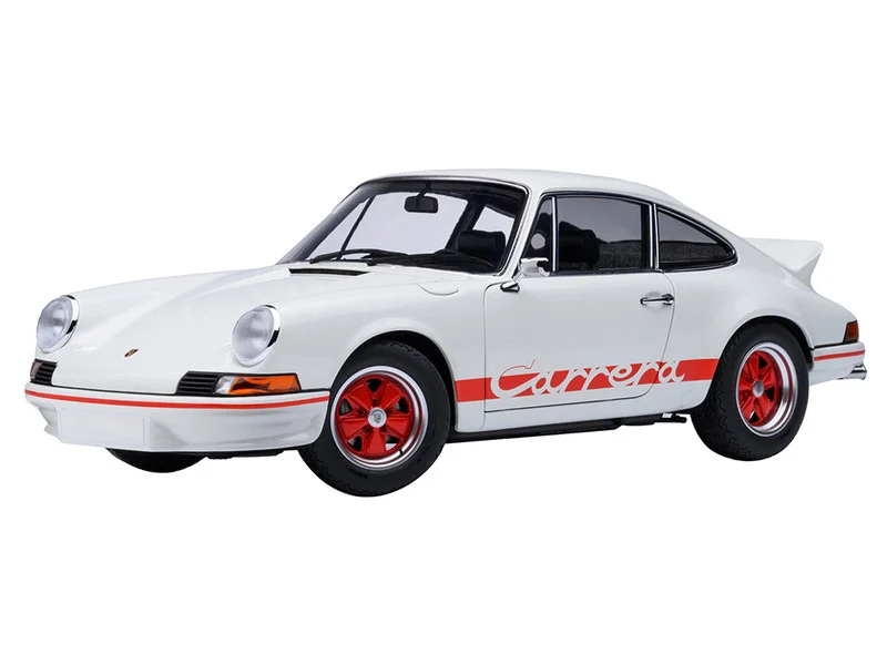 Porsche 911 Carrera 2.7 RS Grand Prix White with Red Stripes and Wheels 1/18 Model Car by Autoart - Porsche Models