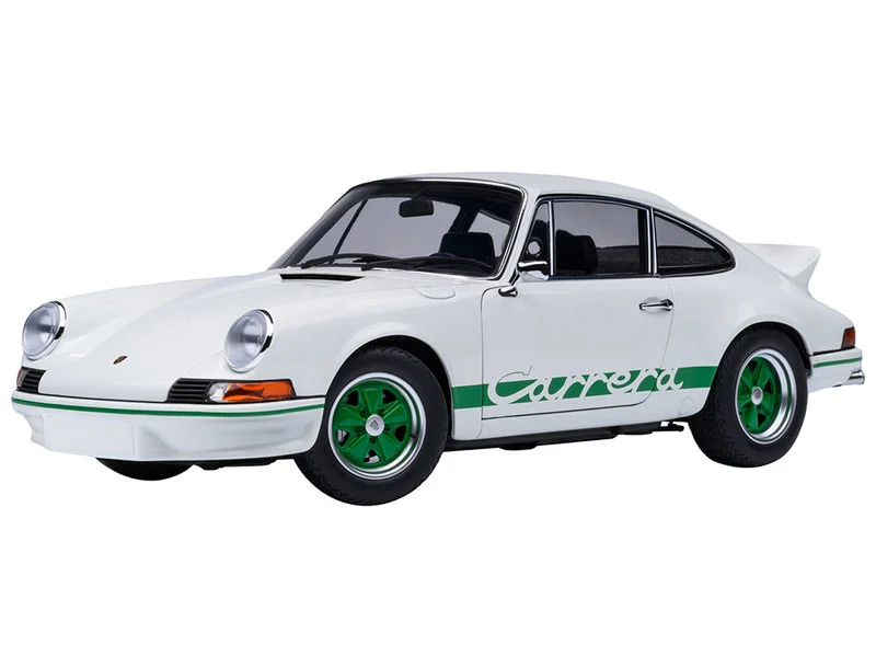 Porsche 911 Carrera 2.7 RS Grand Prix White with Green Stripes and Wheels 1/18 Model Car by Autoart - Porsche Models