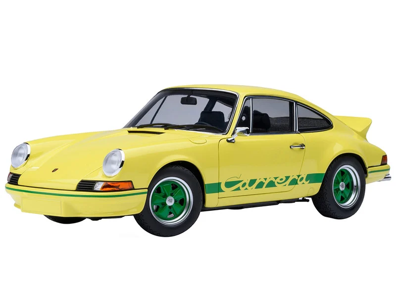 Porsche 911 Carrera 2.7 RS Light Yellow with Green Stripes and Wheels 1/18 Model Car by Autoart - Porsche Models