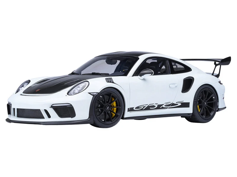 Porsche 911 (991.2) GT3 RS Weissach Package White with Carbon Hood and Top 1/18 Model Car by Autoart - Porsche Models