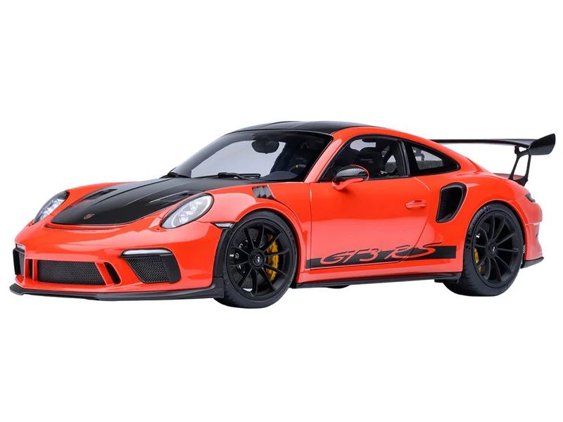 Porsche 911 (991.2) GT3 RS Weissach Lava Orange with Carbon Hood and Top 1/18 Model Car by Autoart - Porsche Models