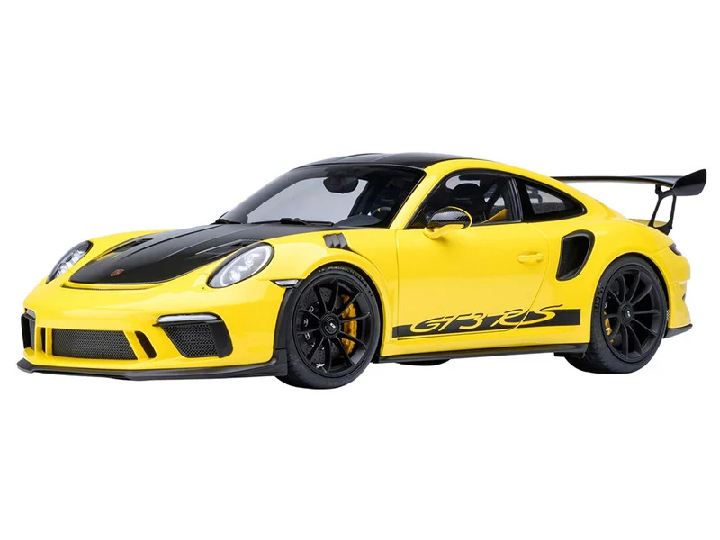 Porsche 911 (991.2) GT3 RS Weissach Racing Yellow with Carbon Hood and Top 1/18 Model Car by Autoart - Porsche Models