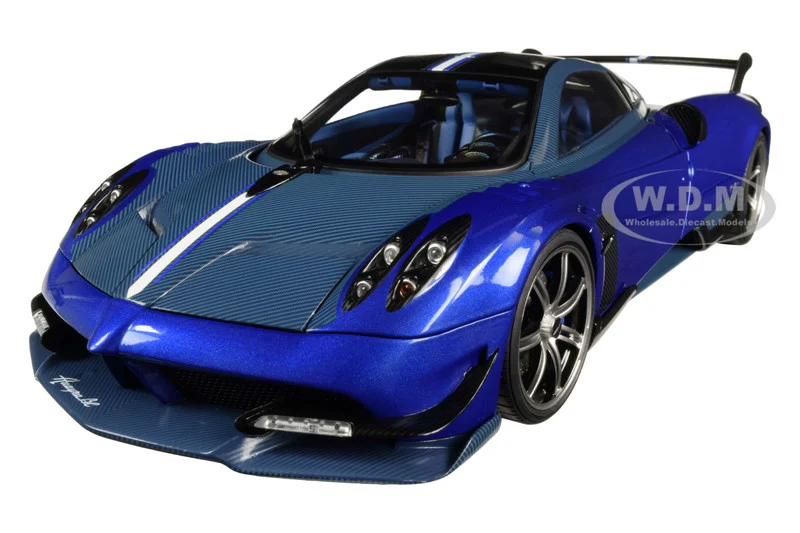 Pagani Huayra BC Blu Francia / Candy Blue Metallic with Carbon Accents 1/18 Model Car by Autoart - Pagani Models