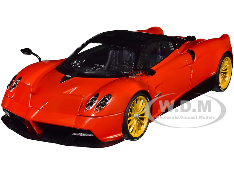 Pagani Huayra Roadster Rosso Monza Red and Carbon with Luggage Set 1/18 Model Car by Autoart - Pagani Models