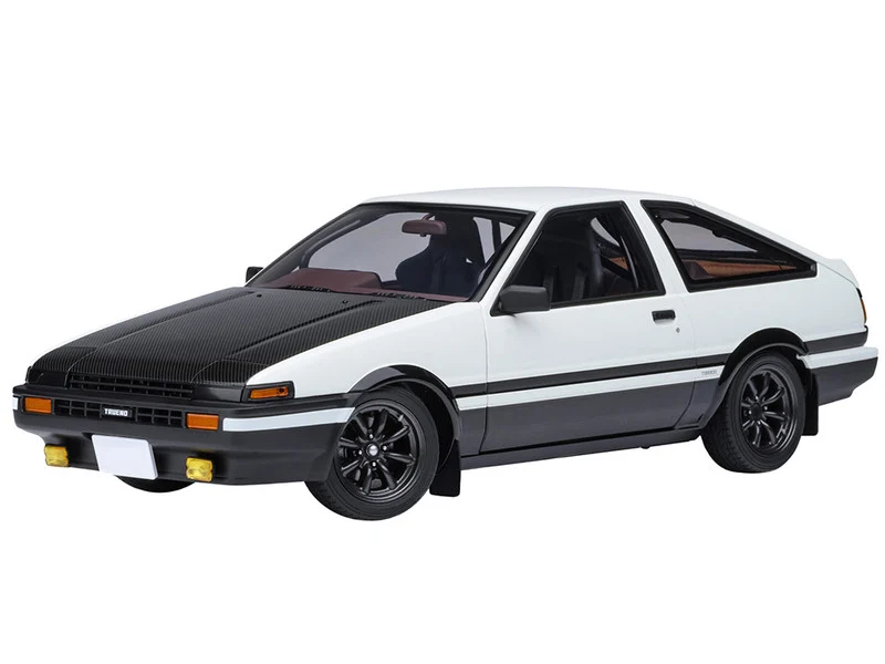 Toyota Sprinter Trueno (AE86) RHD (Right Hand Drive) "Project D Final Version" White with Carbon Hood "Initial D" (1995-2013) TV Series "30th Anniversary" 1/18 Model Car by Autoart