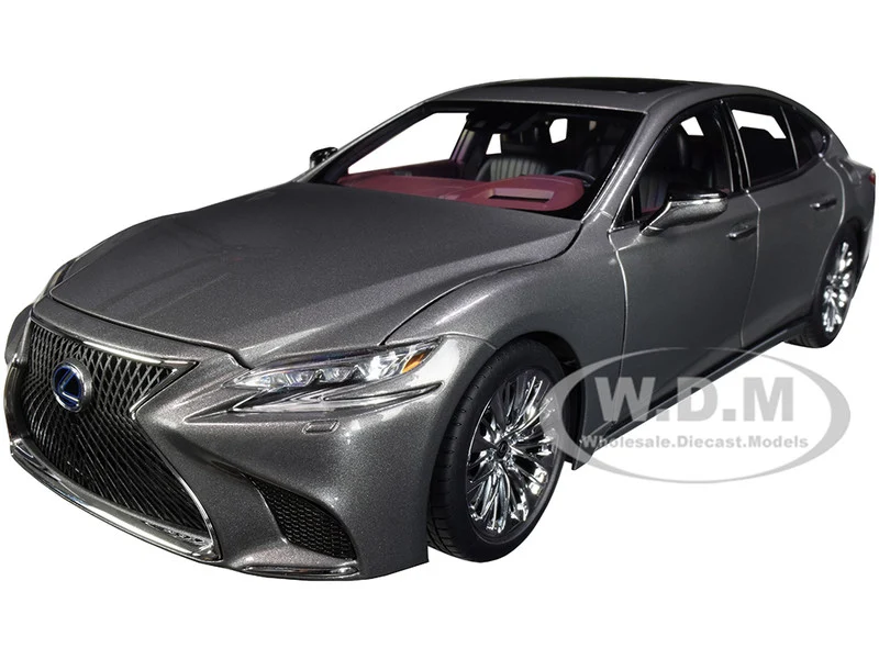 Lexus LS500h Manganese Luster Gray Metallic with Crimson and Black Interior 1/18 Model Car by Autoart - Lexus Models