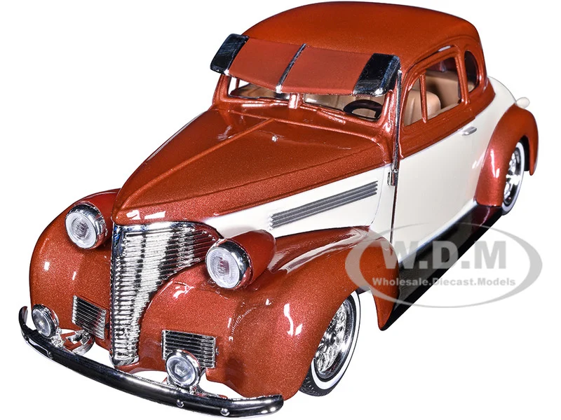 1939 Chevrolet Coupe Lowrider Beige and Brown Metallic "Get Low" Series 1/24 Diecast Model Car by Motormax - Chevrolet Models