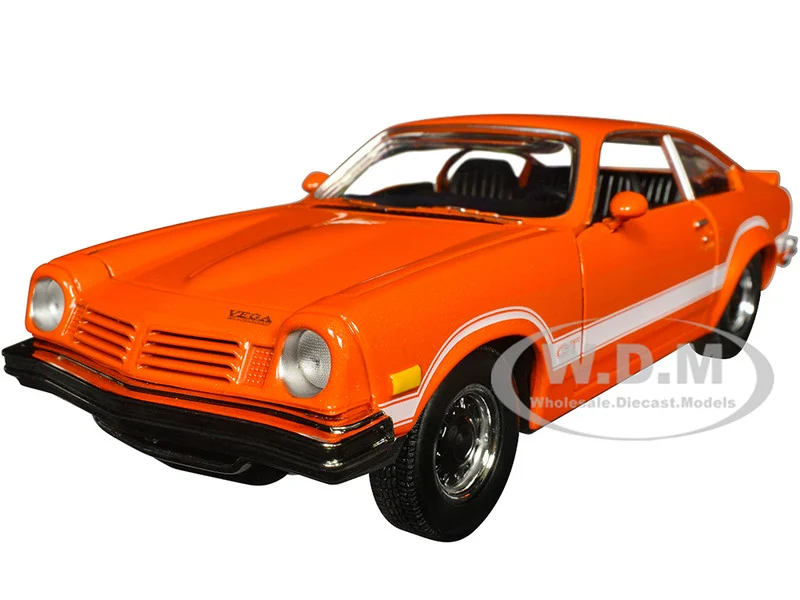 1974 Chevrolet Vega GT Orange Metallic with White Stripes "Forgotten Classics" Series 1/24 Diecast Model Car by Motormax - Chevrolet Models
