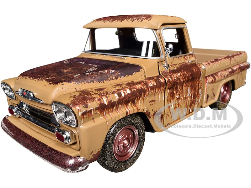 1958 Chevrolet Apache Fleetside Pickup Brown (Rusted) "Weathered Treasures" Series 1/24 Diecast Model Car by Motormax - Chevrolet Models