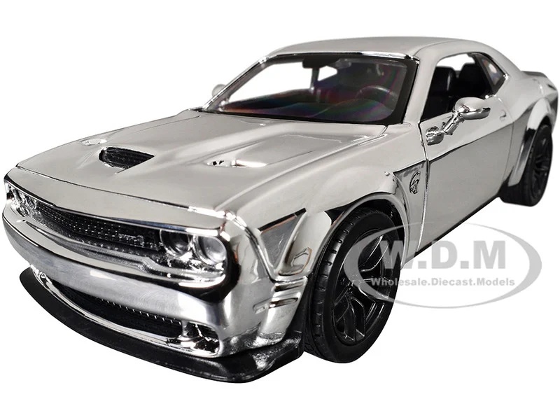 2018 Dodge Challenger SRT Hellcat Widebody Chrome "Custom Wrap" Series 1/24 Diecast Model Car by Motormax - Dodge Models