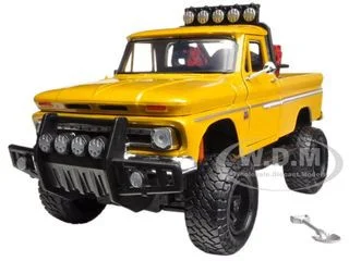 1966 Chevrolet C10 Fleetside Pickup Truck Off Road Yellow 1/24 Diecast Model by Motormax - Chevrolet Models