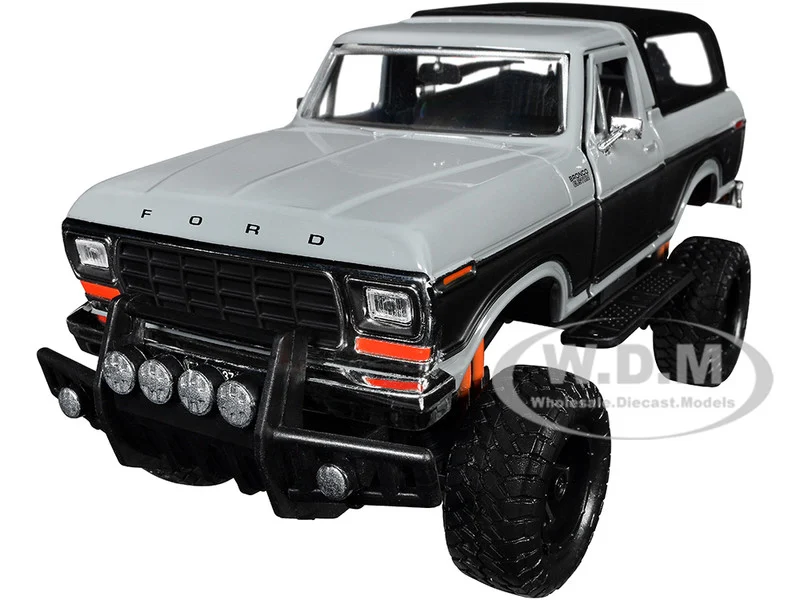 1978 Ford Bronco Custom Gray and Black "Off Road" Series 1/24 Diecast Model Car by Motormax - Ford Models