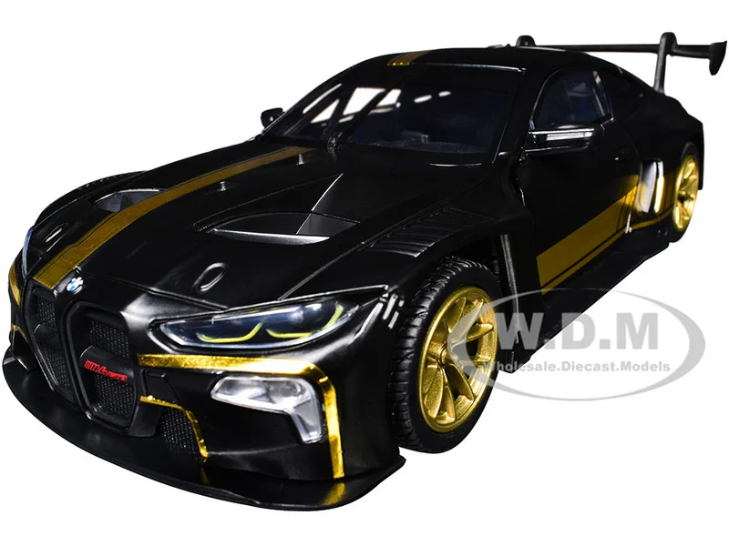 BMW M4 GT3 Matt Black with Gold Stripes "Midnight Eclipse" Series 1/24 Diecast Model Car by Motormax - BMW Models